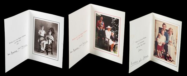 THREE SIGNED PRINCE CHARLES AND LADY DIANA CHRISTMAS CARDS