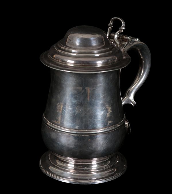 A GEORGE II SILVER TANKARD