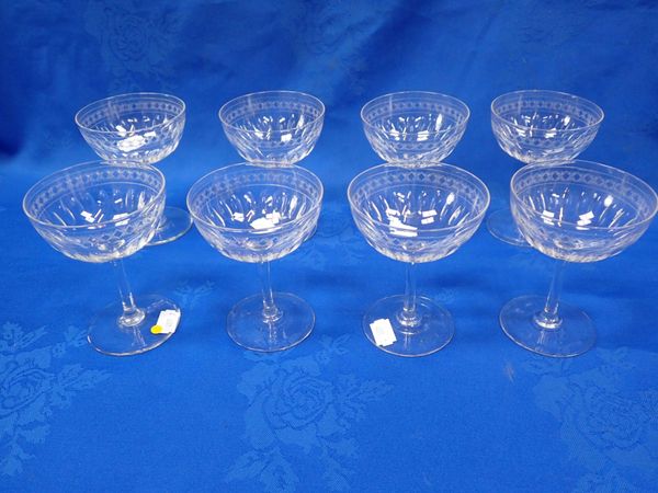 EIGHT EDWARDIAN CUT GLASS CHAMPAGNE COUPES