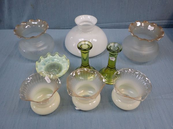 A COLLECTION OF EDWARDIAN STYLE GLASS LIGHT SHADES