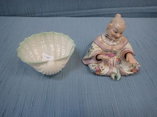 A BELLEEK SHELL DISH