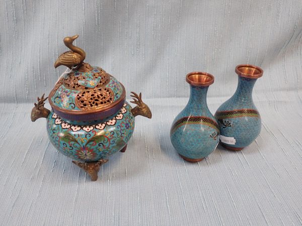 A CLOISONNE CENSER OR POT-POURRI