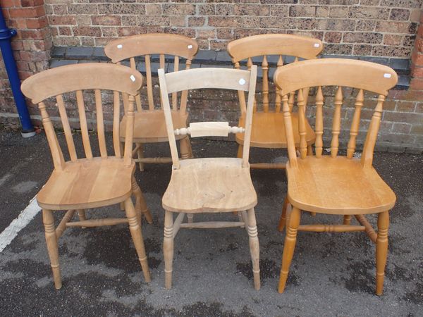 TWO  SIMILAR PAIRS OF VICTORIAN STYLE KITCHEN CHAIRS