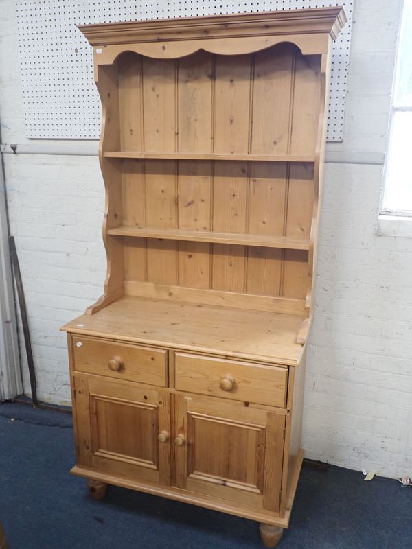 A SMALL PINE KITCHEN DRESSER