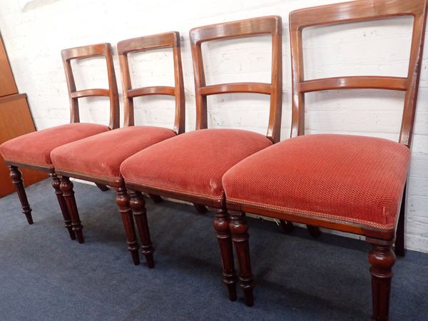 FOUR VICTORIAN WALNUT DINING CHAIRS BY CORNELIUS V SMITH