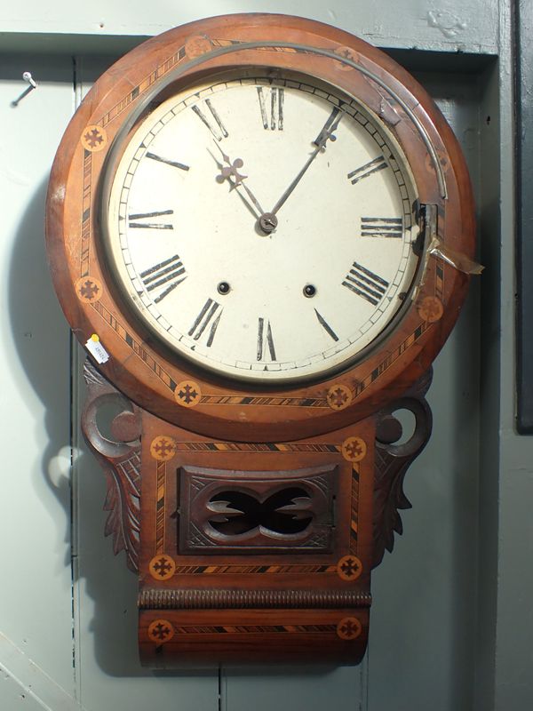 AN AMERICAN DROP-DIAL WALL CLOCK