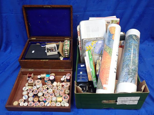 A COLLECTION OF ARTIST'S MATERIALS, TWO WOODEN CASES