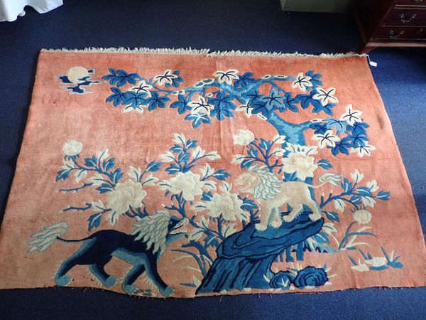 RED CHINESE PICTORIAL RUG