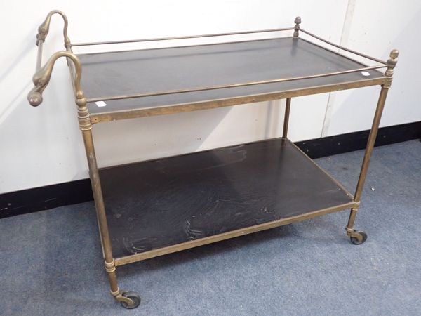 A MID-CENTURY MAISON BAGUES OR JANSEN STYLE BRASS TROLLEY