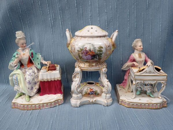 TWO SIMILAR MEISSEN FIGURINES