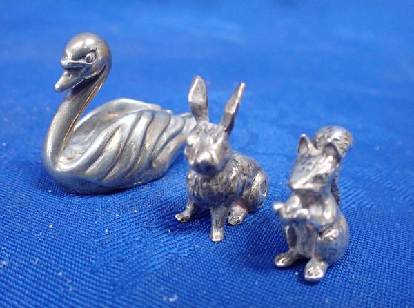 THREE HALLMARKED SILVER MINIATURE ANIMALS