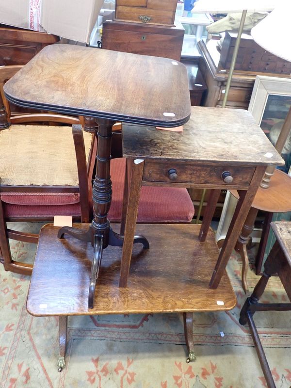 A GEORGE III STYLE OAK WORKTABLE OR BEDSIDE TABLE