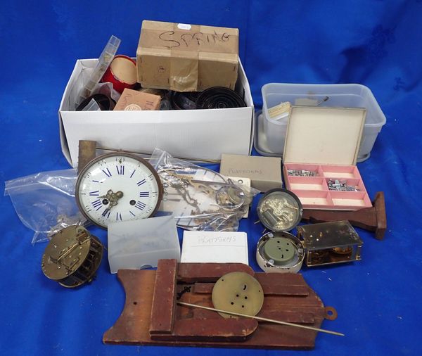 A QUANTITY OF VARIOUS CLOCK PARTS AND MOVEMENTS