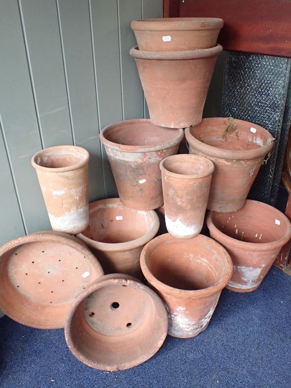 A COLLECTION OF VINTAGE CLAY FLOWERPOTS