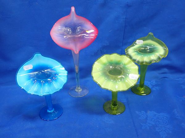 FOUR VICTORIAN 'JACK-IN-THE-PULPIT' VASES