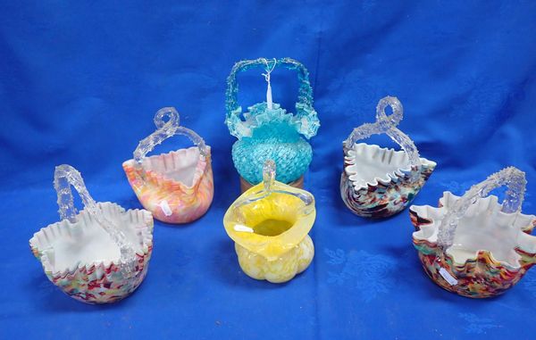 SIX VICTORIAN GLASS HANDLED DISHES