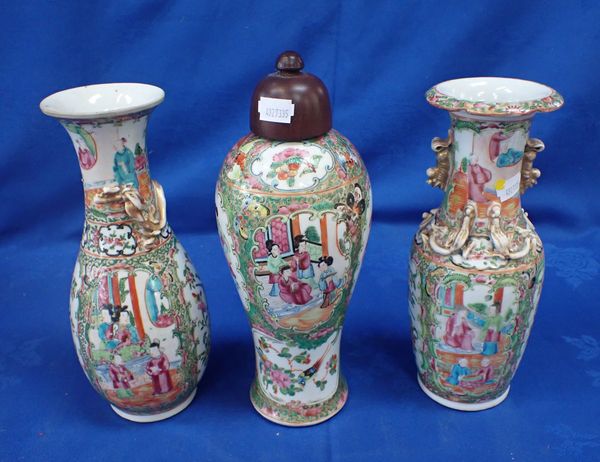 THREE CHINESE FAMILLE ROSE VASES