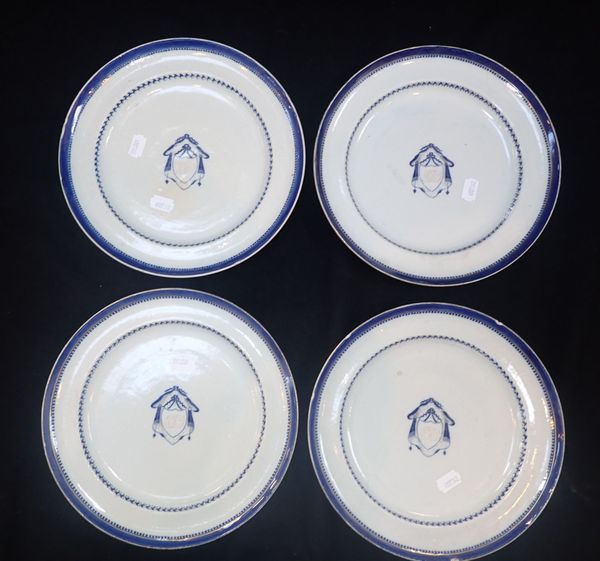 A SET OF FOUR CHINESE EXPORT ARMORIAL PLATES