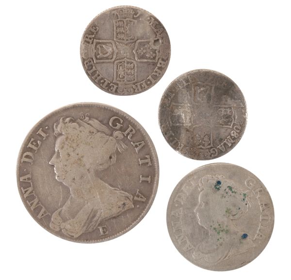 FOUR QUEEN ANNE COINS