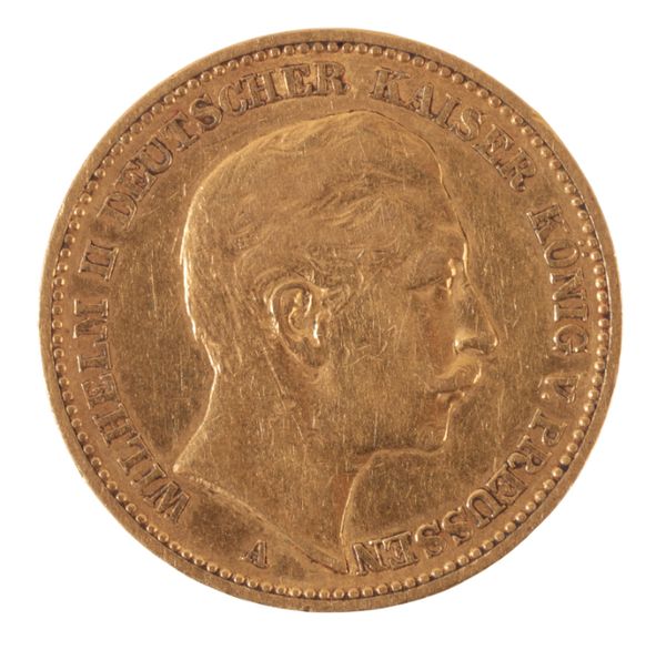AN 1890 WILHELM II 20 MARKS GOLD COIN