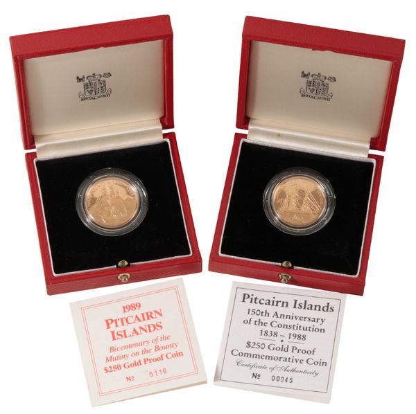 A 1989 ROYAL MINT "PITCAIRN ISLANDS" $250 GOLD PROOF  COIN