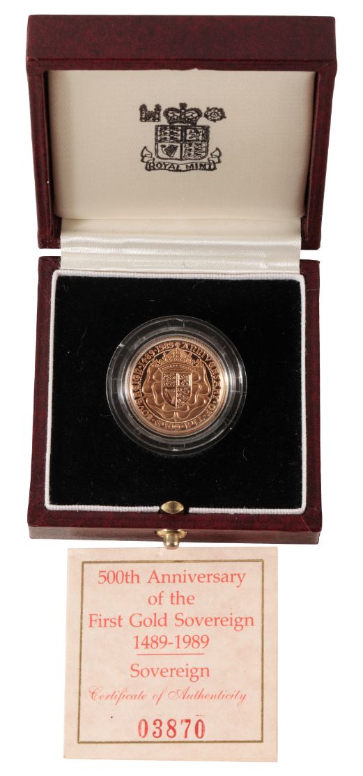 A 1489-1989 ROYAL MINT 500TH ANNIVERSARY GOLD PROOF SOVEREIGN