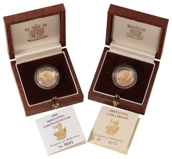 A 1994 ROYAL MINT "BRITANNIA" GOLD PROOF £10 COIN