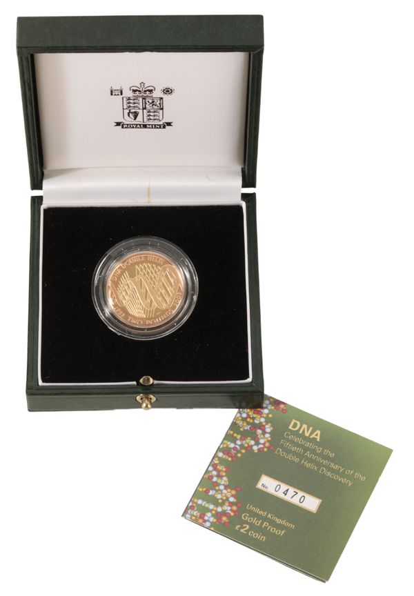 A 2003 ROYAL MINT DNA GOLD PROOF £2 COIN