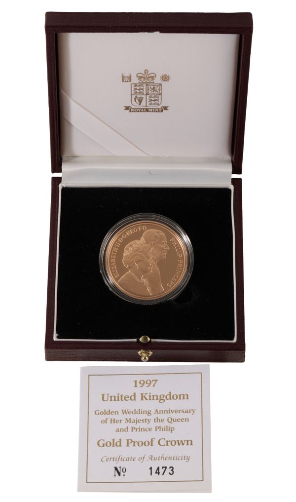 A 1997 ROYAL MINT GOLD PROOF £5 CROWN