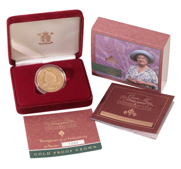 A 2000 ROYAL MINT QUEEN MOTHER CENTENARY YEAR GOLD PROOF £5 CROWN