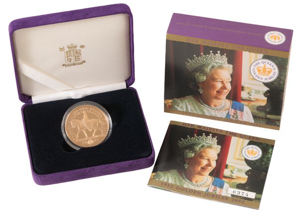 A ROYAL MINT 1952 - 2002 GOLDEN JUBILEE GOLD PROOF £5 CROWN