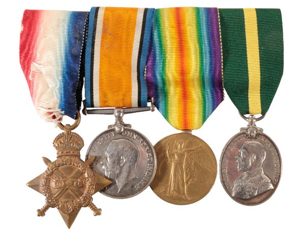 1914/15 TRIO AND TERRITORIAL FORCE EFFICIENCY MEDAL TO PTE MAGGI LIVERPOOL REGT