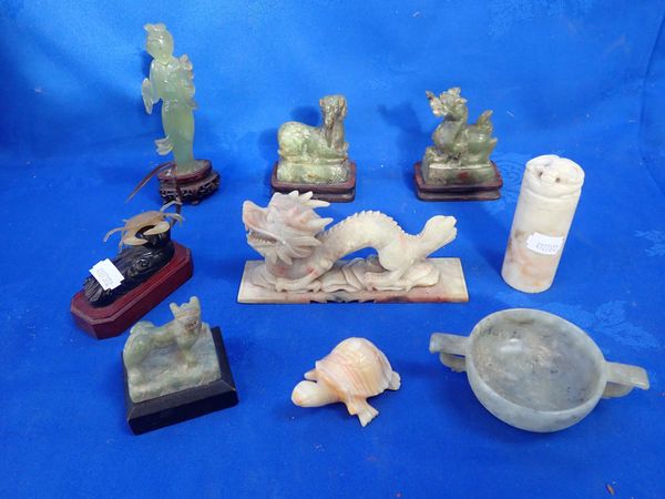 A COLLECTION OF ORIENTAL HARDSTONE CARVINGS