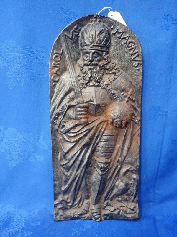 A CAST-IRON PLAQUE DEPICTING  THE EMPEROR CHARLEMAGNE