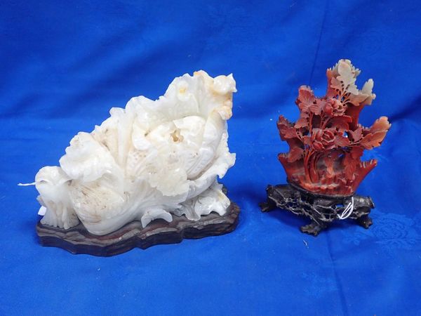 A CHINESE CARVED SOAPSTONE GROUP