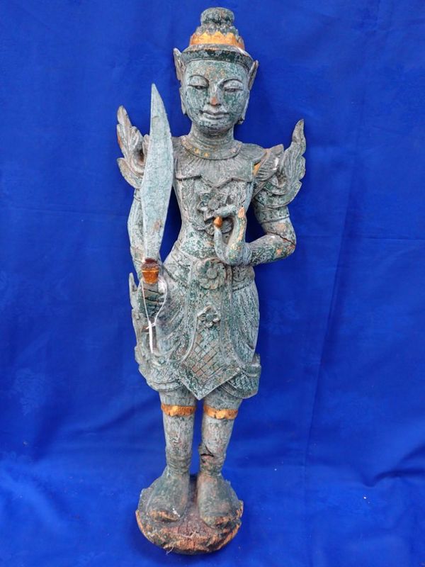 A THAI CARVED WOOD FIGURE