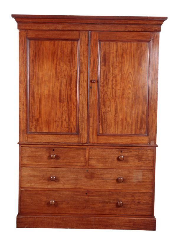 A VICTORIAN MAHOGANY LINEN PRESS BY HEAL & SON