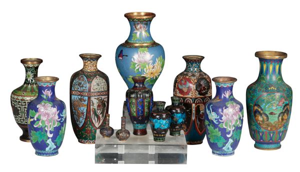 A GROUP OF CHINESE CLOISONNE VASES