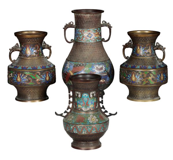 A PAIR OF CHINESE CLOISONNE VASES