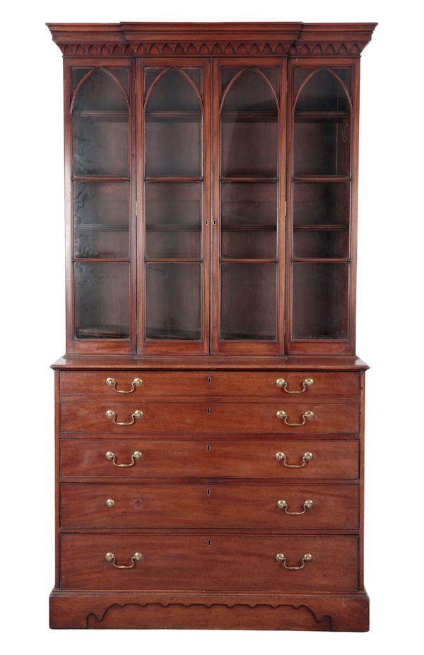 A GEORGE III MAHOGANY SECRETAIRE BOOKCASE