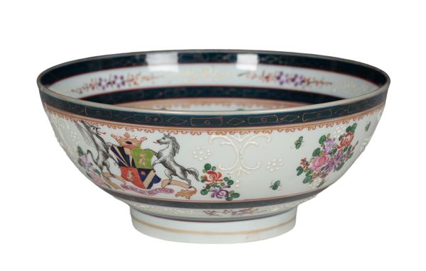 A SAMSON OF PARIS ARMORIAL PUNCH BOWL