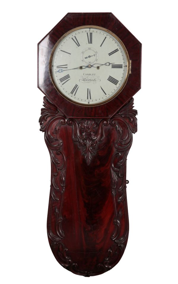 AN EARLY VICTORIAN  MAHOGANY WALL CLOCK