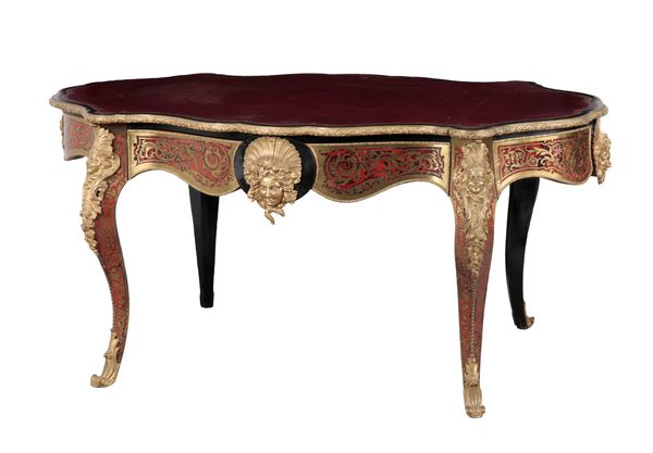 A VICTORIAN BOULLE WORK AND GILT METAL MOUNTED CENTER TABLE BY DRUCE & CO