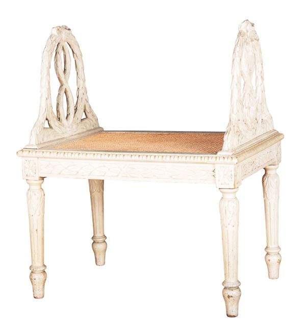 A WHITE-PAINTED HALL SEAT BY WRIGHT & MANSFIELD, LONDON (1861-1884)