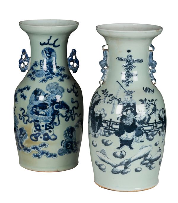 A MATCHED PAIR OF CHINESE CELADON VASES