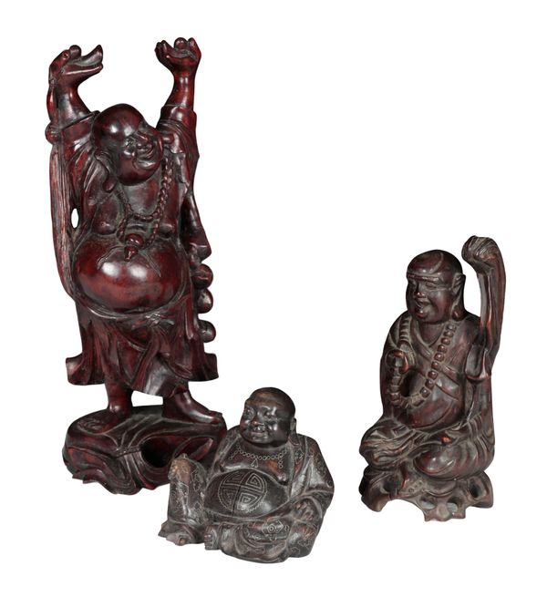 A CHINESE CARVED WOOD BUDDHA