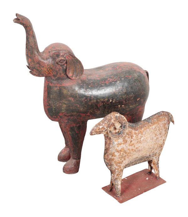 TWO PAINTED METAL ANIMALS