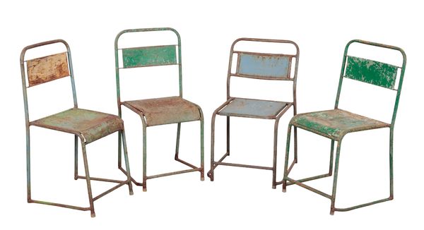 A MATCHED SET OF FOUR PAINTED METAL CHAIRS