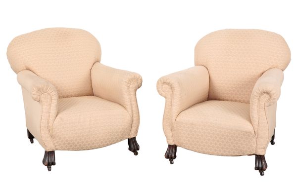 A PAIR OF COUNTRY HOUSE ARMCHAIRS