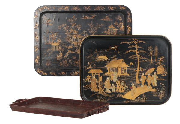 A GROUP OF THREE CHINESE SERVING TRAYS